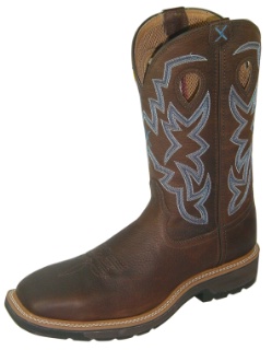 Twisted X MLCS003 for $189.99 Men's' Pull On Work Lite Boot with Brown Pebble Leather Foot and a New Wide Steel Toe
